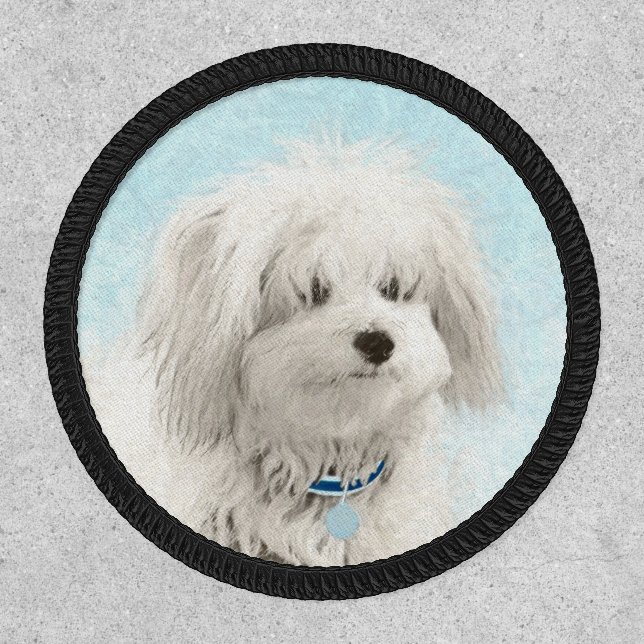 Coton de Tulear Painting - Cute Original Dog Art Patch (Front)