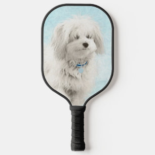 Coton de Tulear Painting - Cute Original Dog Art Pickleball Paddle