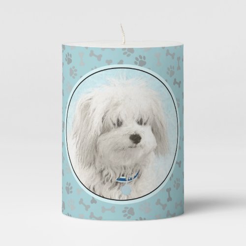 Coton de Tulear Painting _ Cute Original Dog Art Pillar Candle