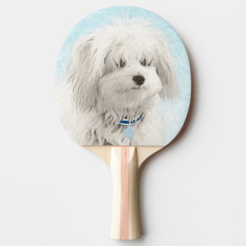 Coton de Tulear Painting _ Cute Original Dog Art Ping Pong Paddle