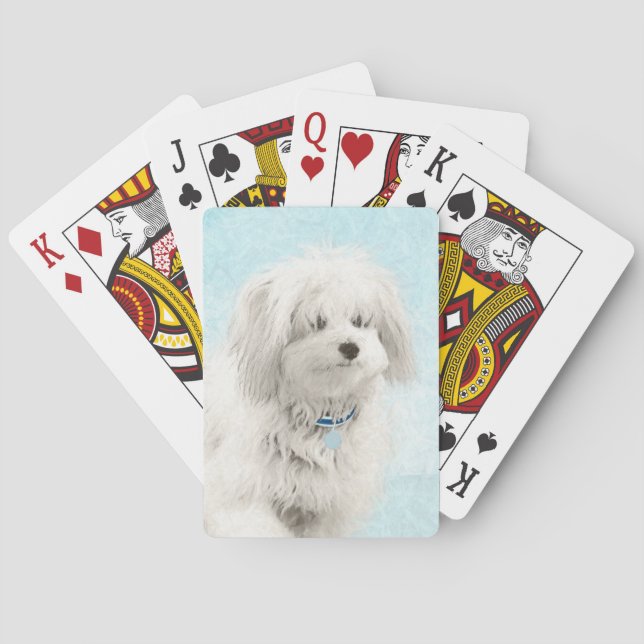 Coton de Tulear Painting - Cute Original Dog Art Poker Cards (Back)