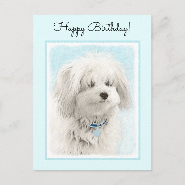 Coton de Tulear Painting - Cute Original Dog Art Postcard (Front)