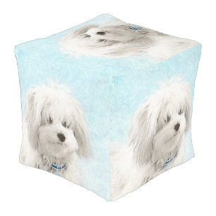 Coton de Tulear Painting - Cute Original Dog Art Pouf