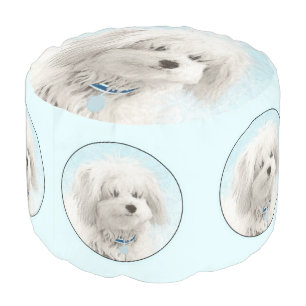 Coton de Tulear Painting - Cute Original Dog Art Pouf