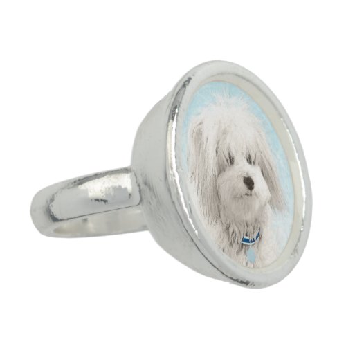 Coton de Tulear Painting _ Cute Original Dog Art Ring