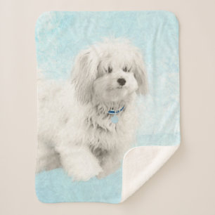 Coton de Tulear Painting - Cute Original Dog Art Sherpa Blanket