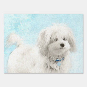 Coton de Tulear Painting - Cute Original Dog Art Sign