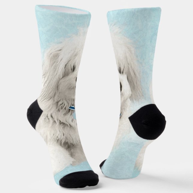 Coton de Tulear Painting - Cute Original Dog Art Socks (Angled)