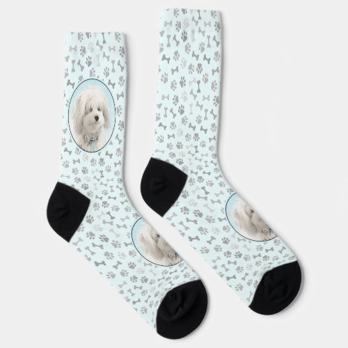 Coton de Tulear Painting _ Cute Original Dog Art Socks