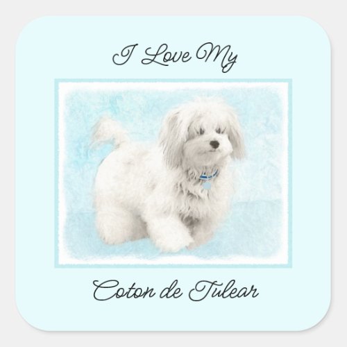 Coton de Tulear Painting _ Cute Original Dog Art Square Sticker
