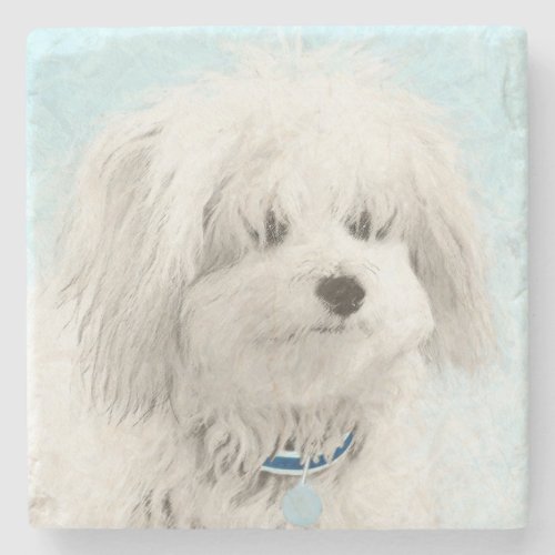 Coton de Tulear Painting _ Cute Original Dog Art Stone Coaster