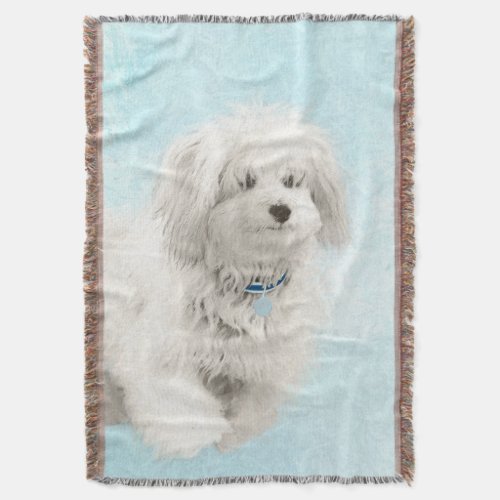 Coton de Tulear Painting _ Cute Original Dog Art Throw Blanket