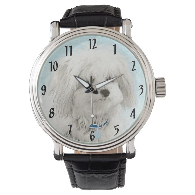 Coton de Tulear Painting - Cute Original Dog Art Watch (Front)