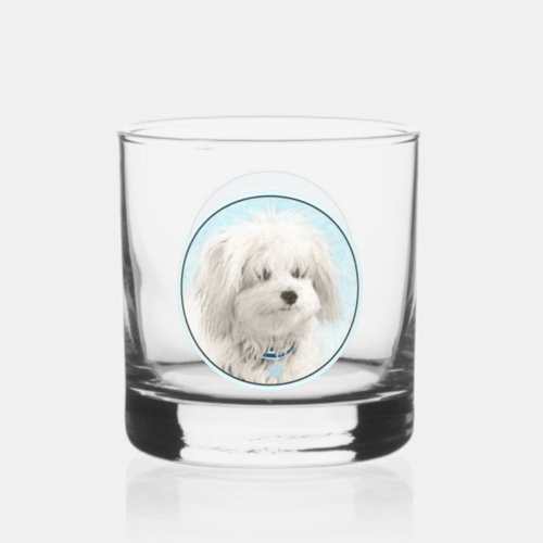 Coton de Tulear Painting _ Cute Original Dog Art Whiskey Glass