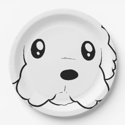 coton de tulear peeking paper plates