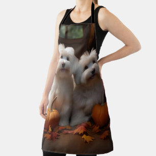 Coton De Tulear Puppy Autumn Delight Pumpkin  Apron
