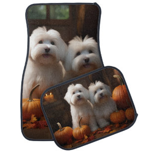 Coton De Tulear Puppy Autumn Delight Pumpkin Car Floor Mat