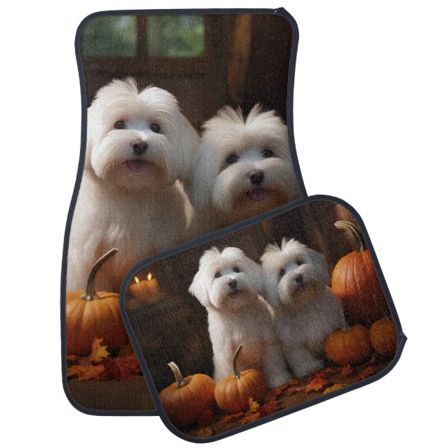 Coton De Tulear Puppy Autumn Delight Pumpkin  Car Floor Mat (Set)