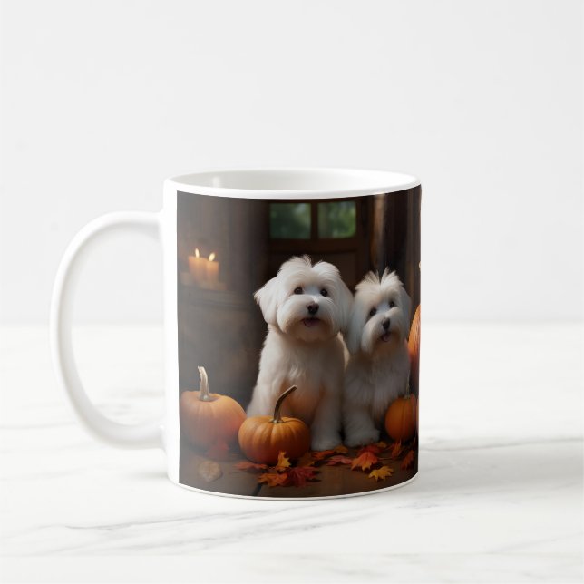 Coton De Tulear Puppy Autumn Delight Pumpkin  Coffee Mug (Left)