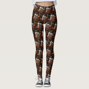 Coton De Tulear Puppy Autumn Delight Pumpkin Leggings