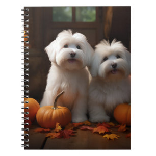 Coton De Tulear Puppy Autumn Delight Pumpkin Notebook