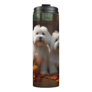 Coton De Tulear Puppy Autumn Delight Pumpkin Thermal Tumbler