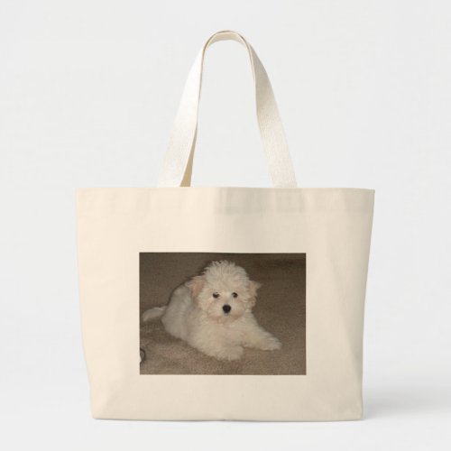Coton_de_Tulear_puppypng Large Tote Bag