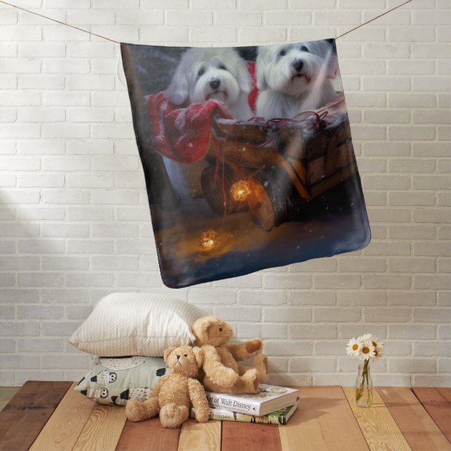 Coton De Tulear Snowy Sleigh Christmas Decor  Baby Blanket (In Situ)