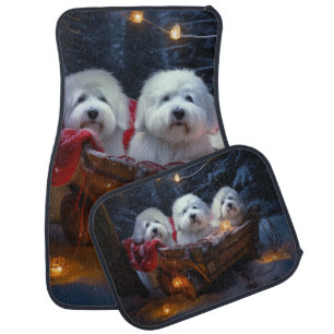 Coton De Tulear Snowy Sleigh Christmas Decor Car Floor Mat