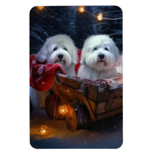 Coton De Tulear Snowy Sleigh Christmas Decor Magnet
