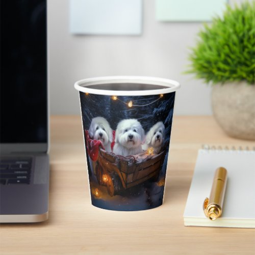 Coton De Tulear Snowy Sleigh Christmas Decor  Paper Cups