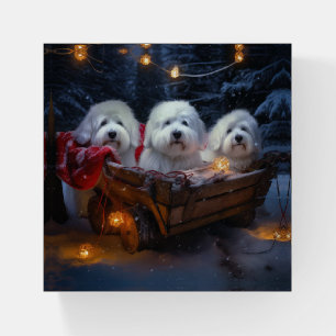 Coton De Tulear Snowy Sleigh Christmas Decor Paperweight