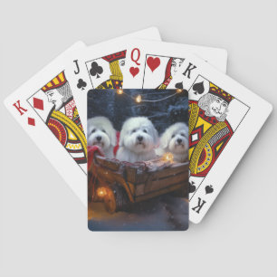 Coton De Tulear Snowy Sleigh Christmas Decor Poker Cards