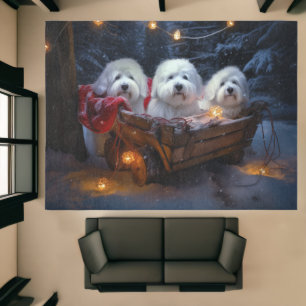 Coton De Tulear Snowy Sleigh Christmas Decor Rug