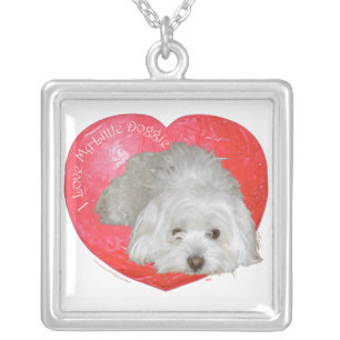 Coton de Tulear Valentine's Day Silver Plated Necklace