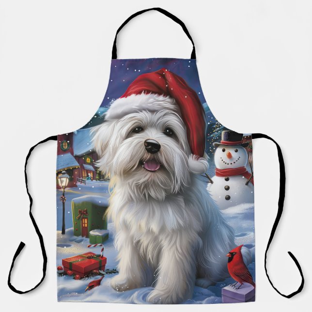 Coton De Tulear Winter Wonderland Christmas Joy Apron (Front)