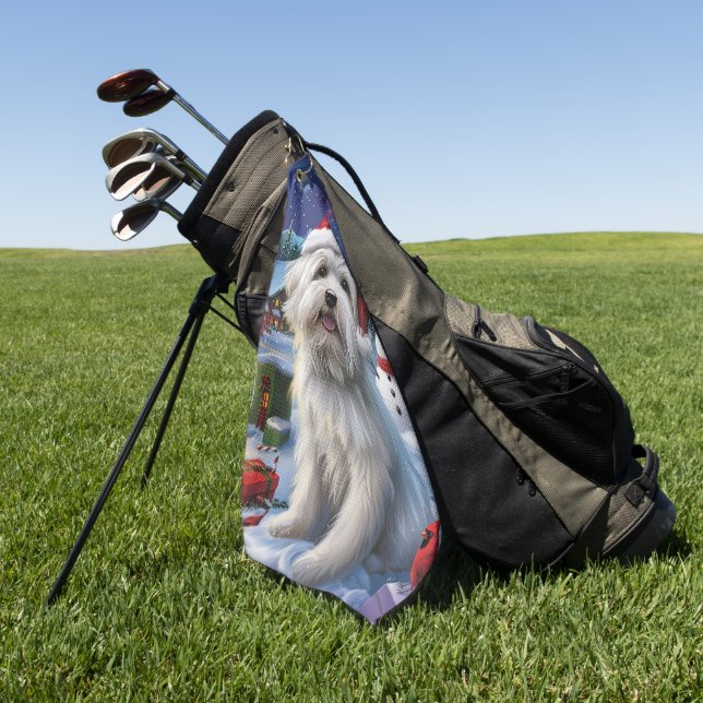 Coton De Tulear Winter Wonderland Christmas Joy Golf Towel (Green)