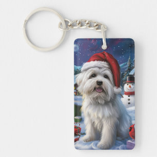 Coton De Tulear Winter Wonderland Christmas Joy Keychain