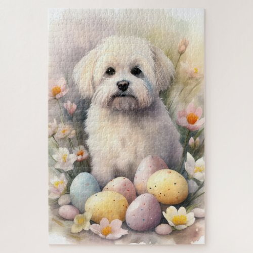 Coton De Tulear with Easter Eggs Holiday Jigsaw Puzzle