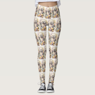 Coton De Tulear with Easter Eggs Holiday Leggings