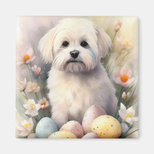 Coton De Tulear with Easter Eggs Holiday Magnet