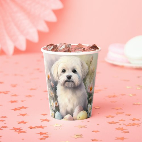 Coton De Tulear with Easter Eggs Holiday Paper Cups