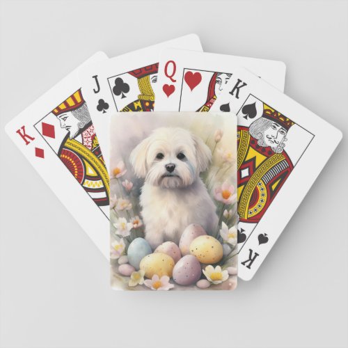 Coton De Tulear with Easter Eggs Holiday Playing Cards