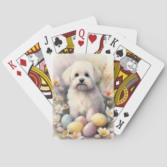 Coton De Tulear with Easter Eggs Holiday Poker Cards (Back)
