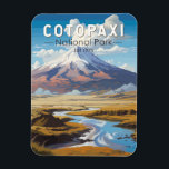 Cotopaxi National Park Ecuador Travel Art Vintage Magnet<br><div class="desc">Cotopaxi vector artwork design. The park is a large,  forested area in Ecuador spanning parts of Cotopaxi,  Pichincha and Napo provinces. It’s known for the active,  snow-capped Cotopaxi volcano and vast Limpiopungo Lake.</div>