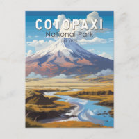 Cotopaxi National Park Ecuador Travel Art Vintage