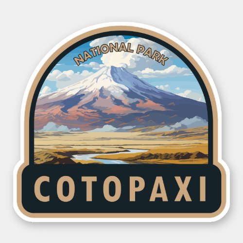 Cotopaxi National Park Ecuador Travel Art Vintage Sticker