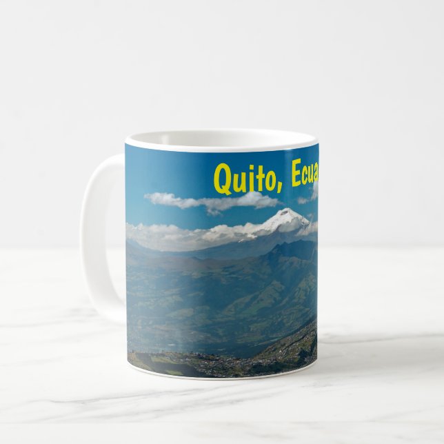 Cotopaxi volcano & Quito, Ecuador Coffee Mug (Front Left)