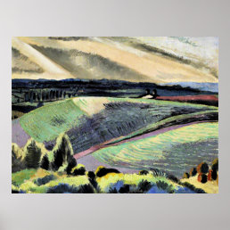 Cotswold Hills, Surrealism painting by Paul Nash Poster