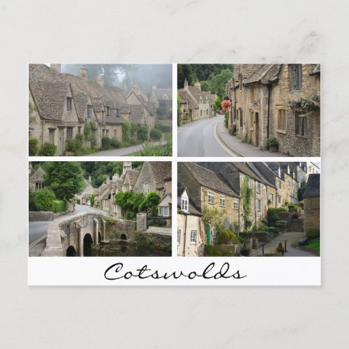 Cotswolds architecture white text collage card